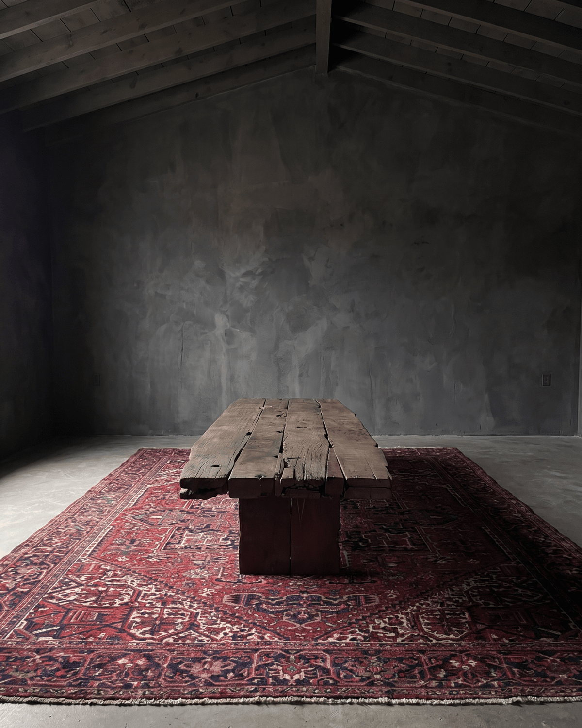 Chunky wood beam rectangle coffee table modern mountain living room furniture
