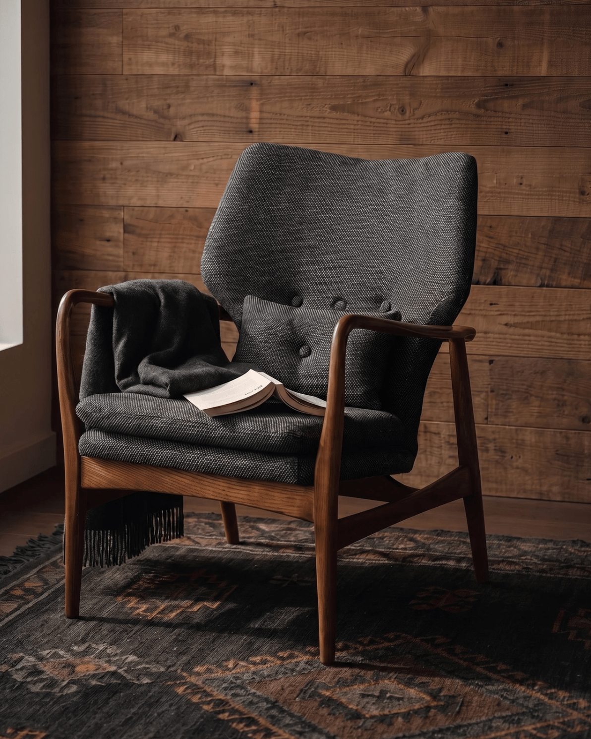 Gustav Chair - Lounge Chairs - Hello Norden dark tweed mid century lounge chair