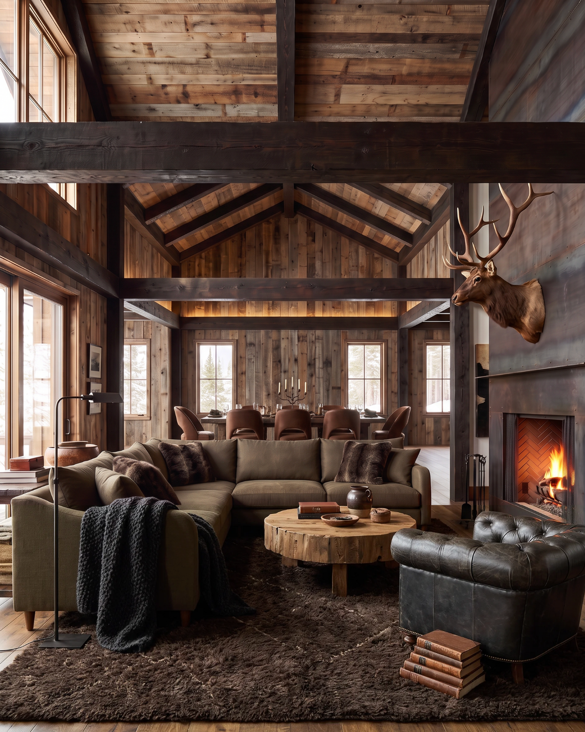 living room custom furniture modern mountain leather sectional Hello Norden - Harald Sectional custom living room sectional Olive Linen Performance Fabric