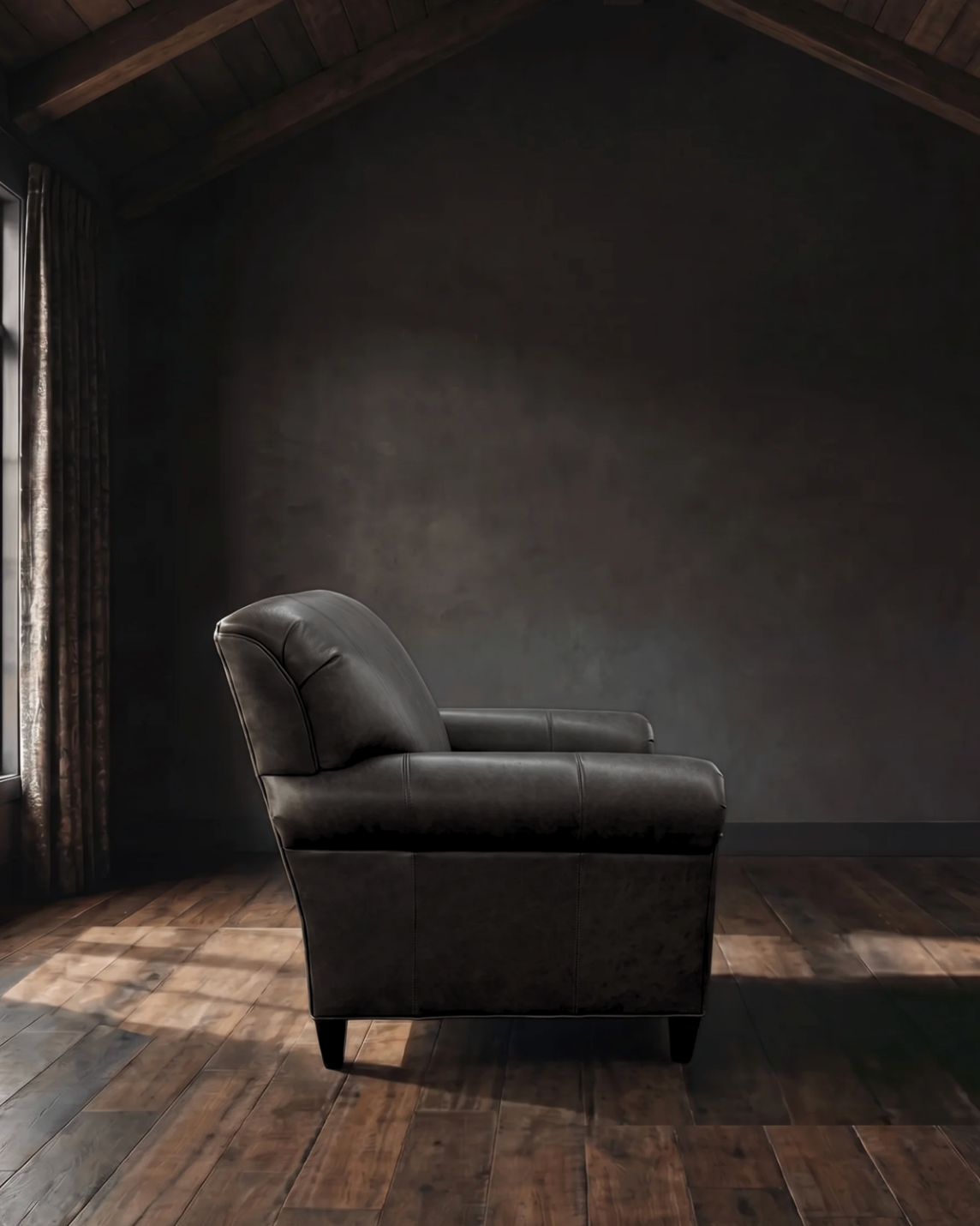 Lina leather club chair or chair and a half modern mountain living room furniture vintage decor Black Leather Living Room Lounge Chair Custom Furniture