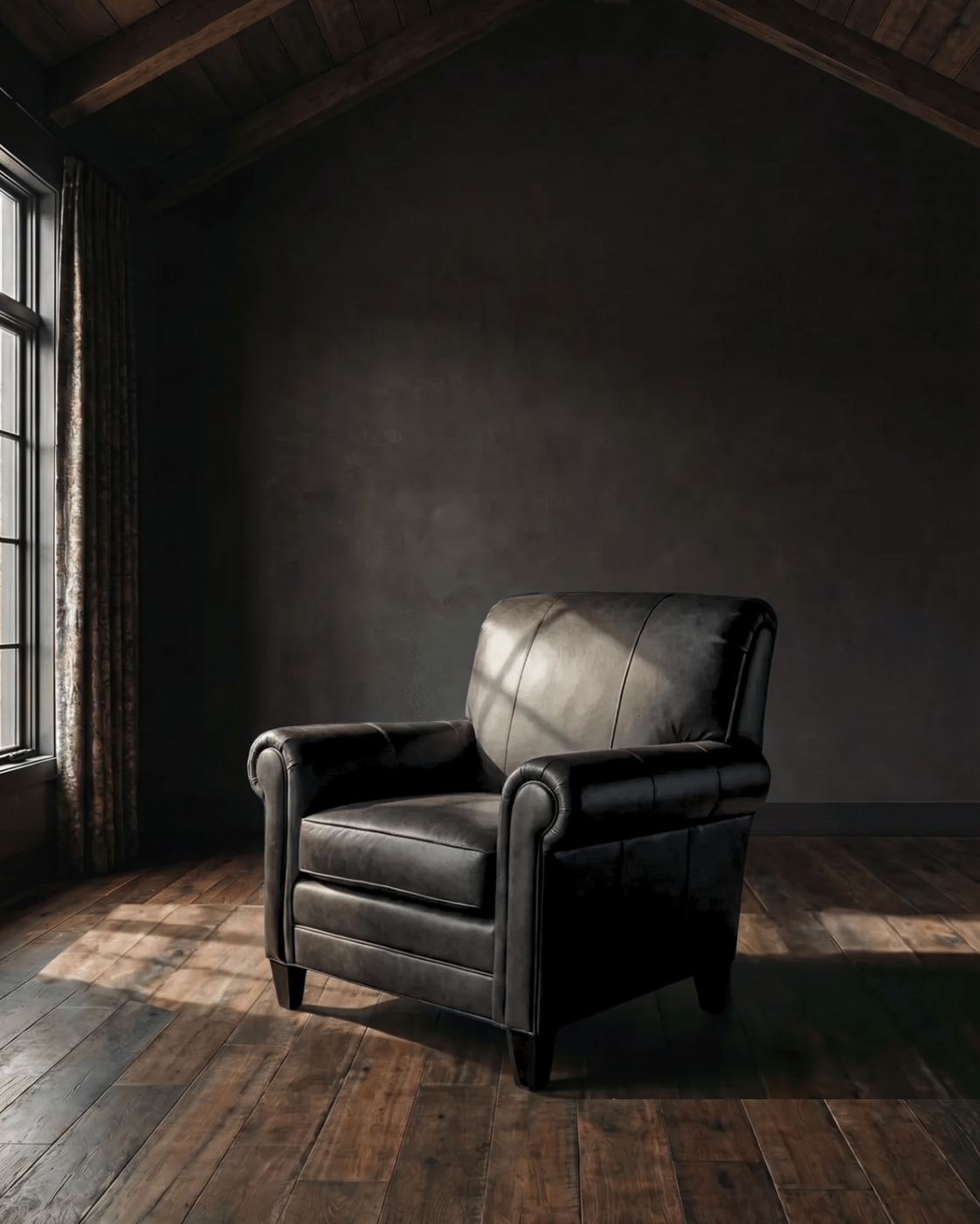 Lina leather club chair or chair and a half modern mountain living room furniture vintage decor Black Leather Living Room Lounge Chair Custom Furniture