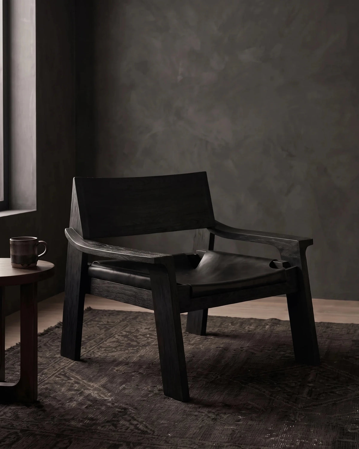 Oskarson Accent Chair - Lounge Chairs - Hello Norden. Modern Mountain living room furniture Black leather stained black wood