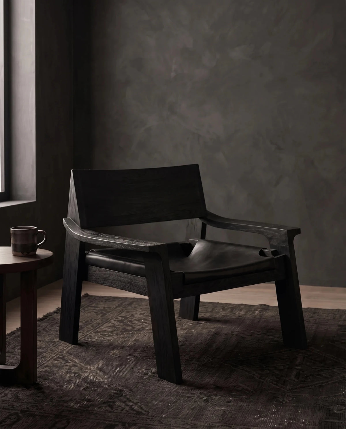 Oskarson Accent Chair - Lounge Chairs - Hello Norden. Modern Mountain living room furniture Black leather stained black wood