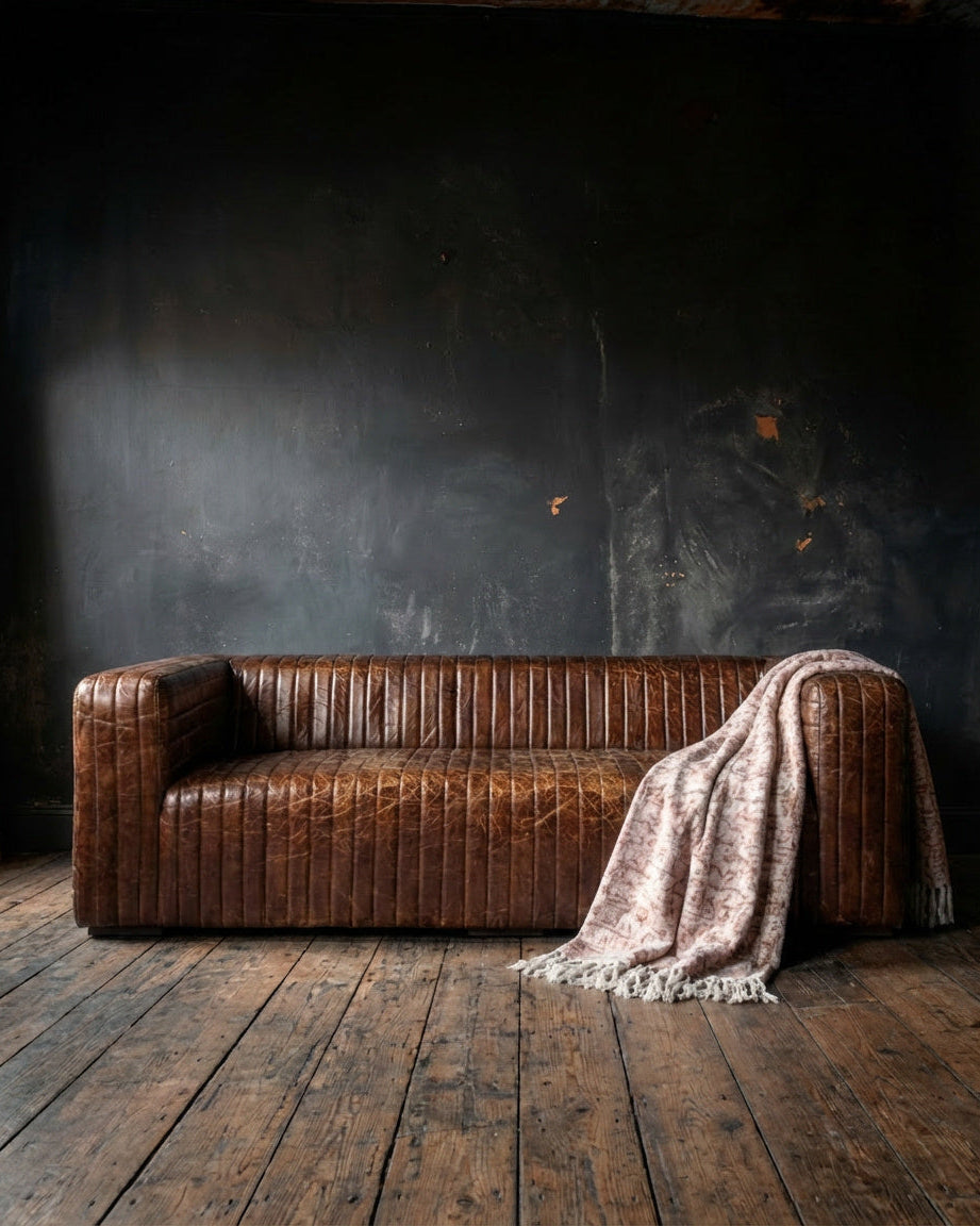 Roland Sofa straight on channel leather sofa