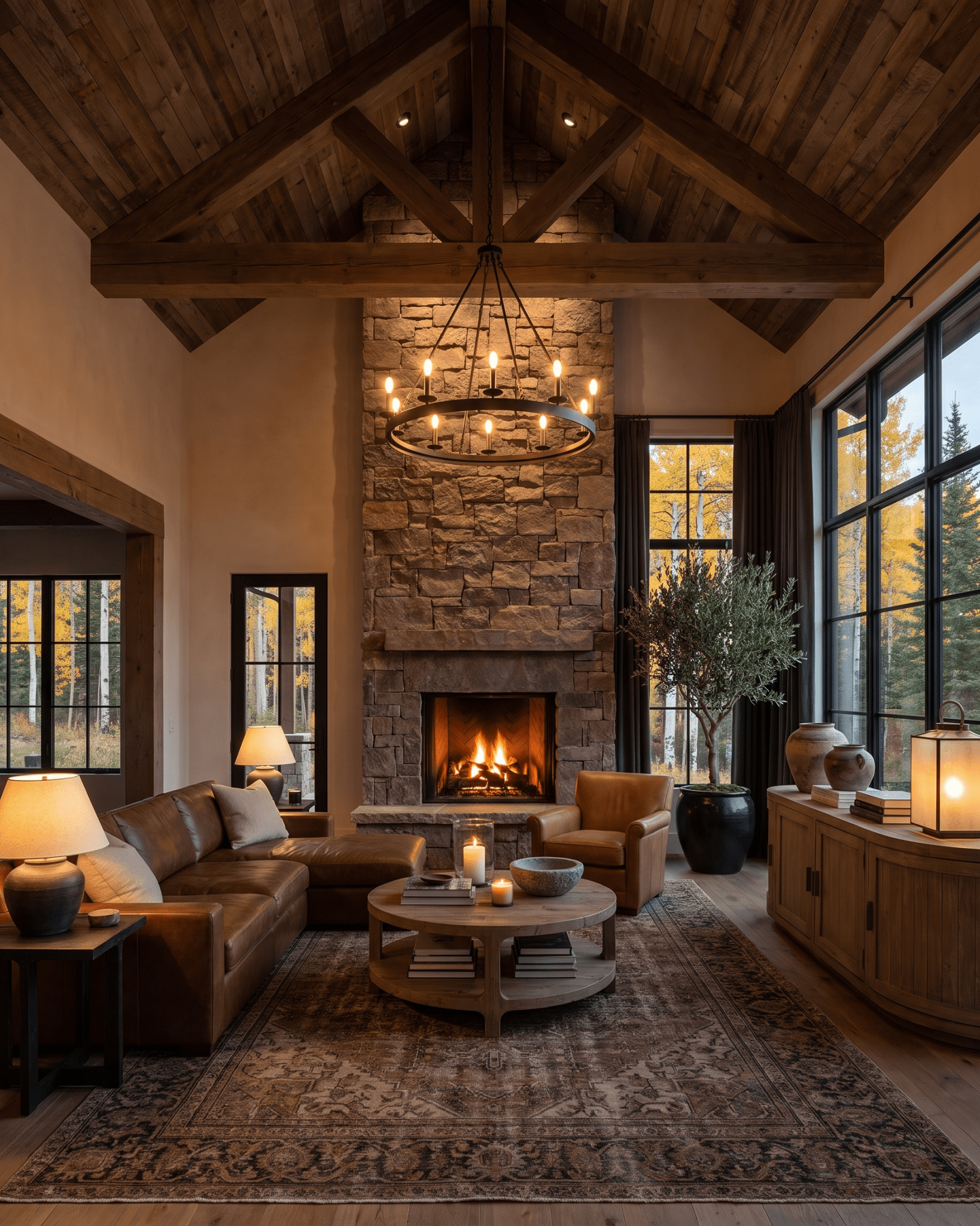 living room furniture modern mountain cabinet Hello Norden - Adele Reclaimed Pine Wood Cabinet, styled in a modern rustic room