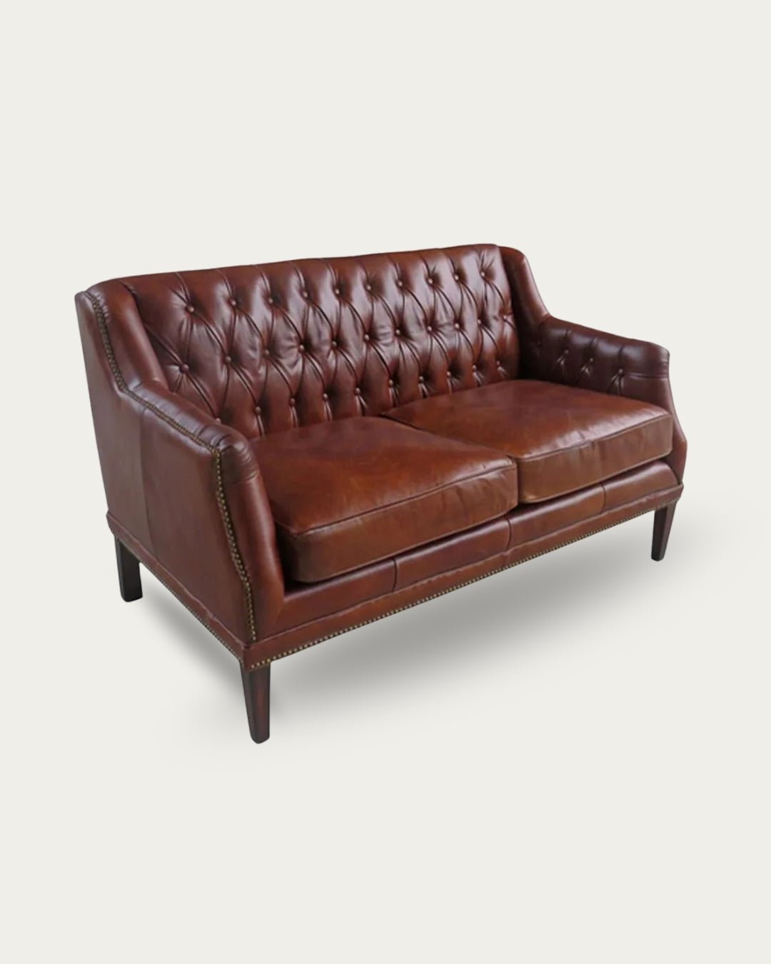 Alma Leather Chesterfield Loveseat - Loveseat - Hello Norden