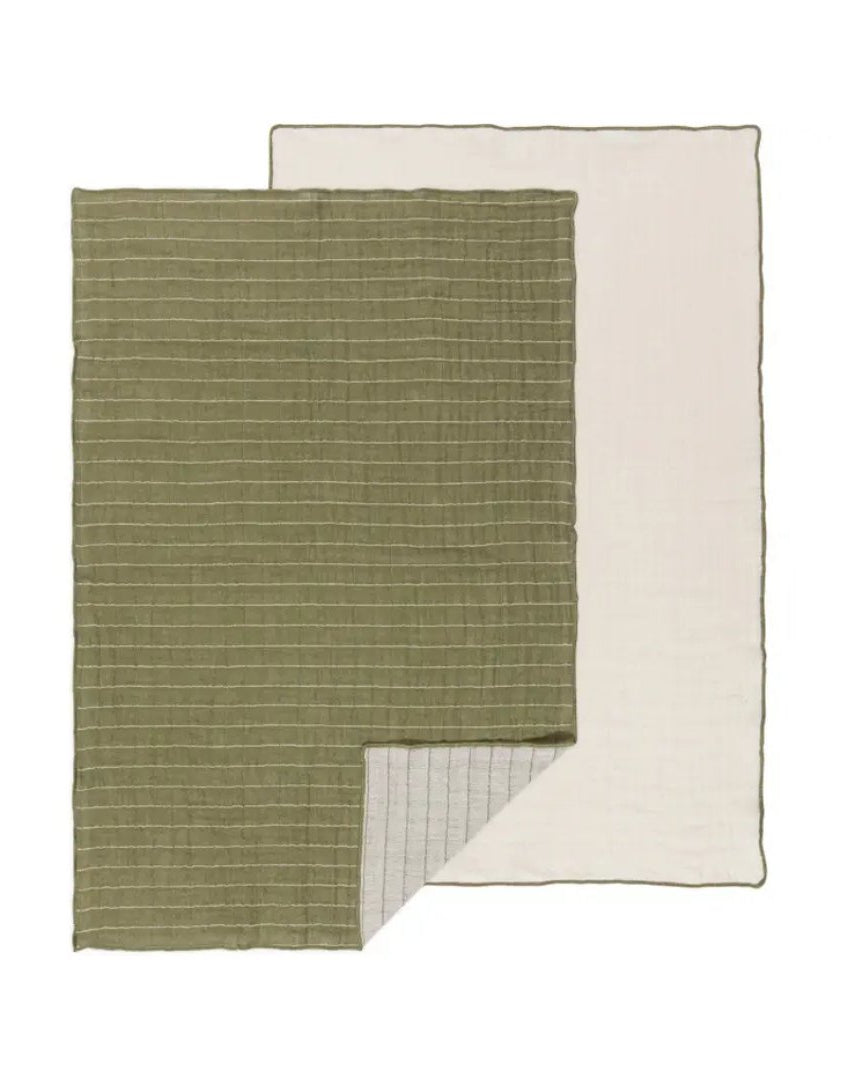 Amalie Sage Gauze Dish Towels (Multiple Styles) - Kitchen Towels - Hello Norden