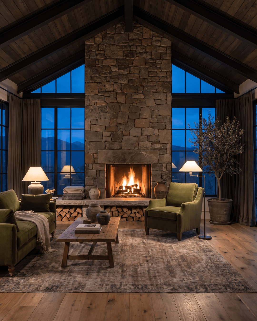 modern mountain Asbjorn Sofa Hello Norden, shown in a rustic modern room