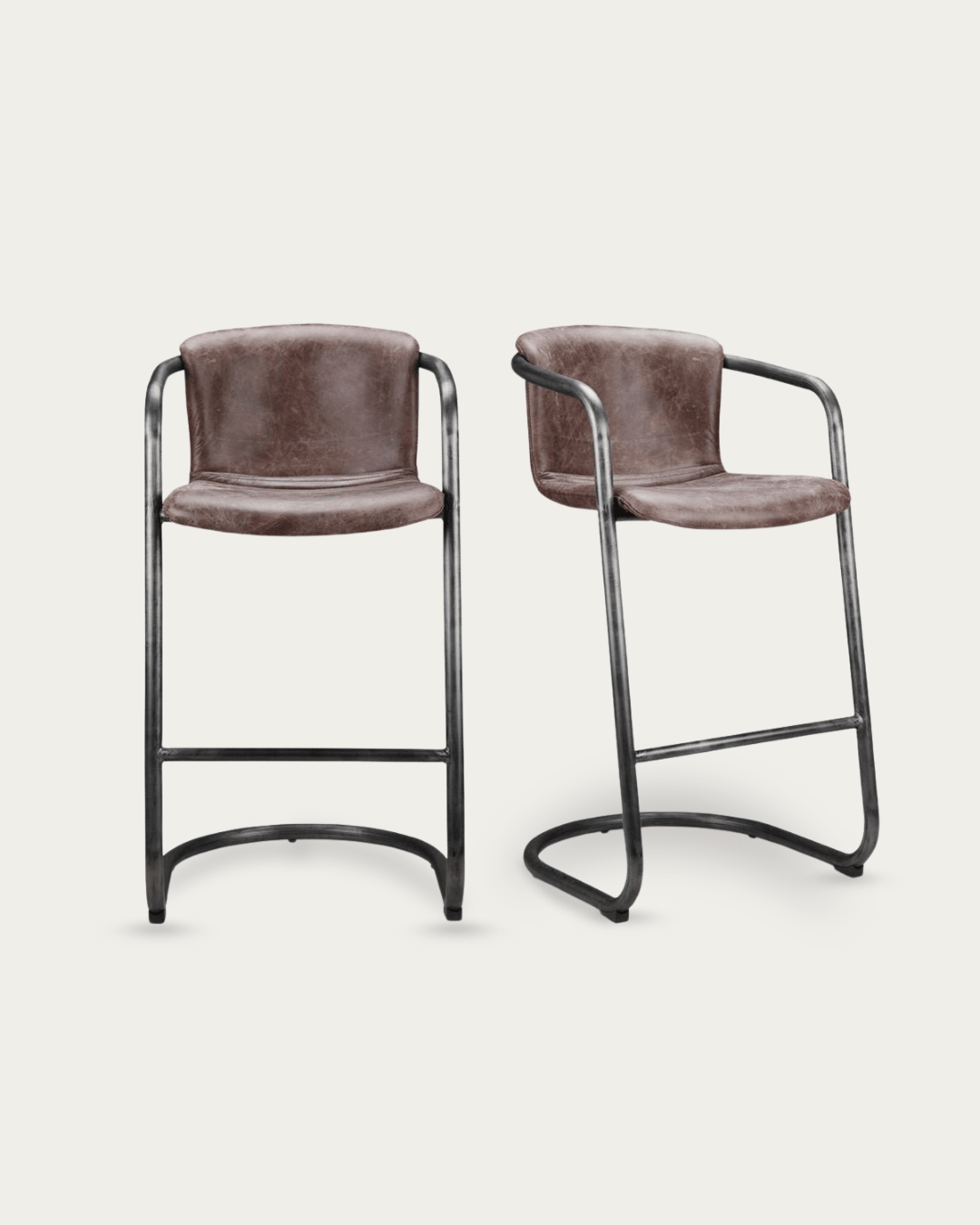 Victor Leather Bar Stools (Set of 2) - Bar & Counter Stools - Hello Norden