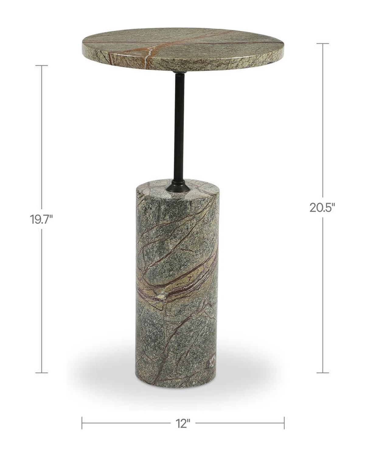 living room furniture modern mountain top and base: green rainforest marble side table Hello Norden - Bard Accent Table Rainforest, dimensions