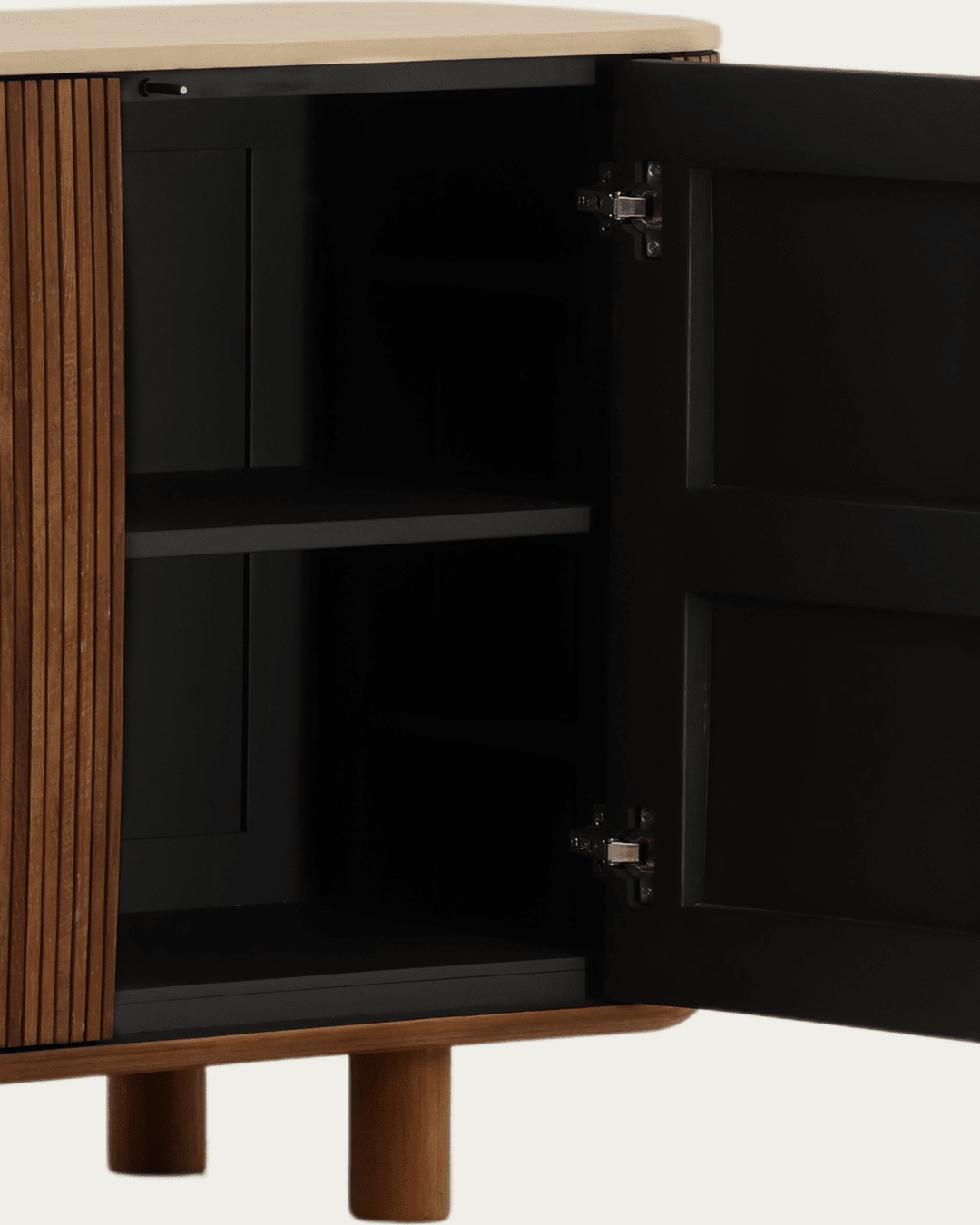 dining room furniture modern mountain micro cement and teak wood sideboard Hello Norden - Bergljot Sideboard, detail view