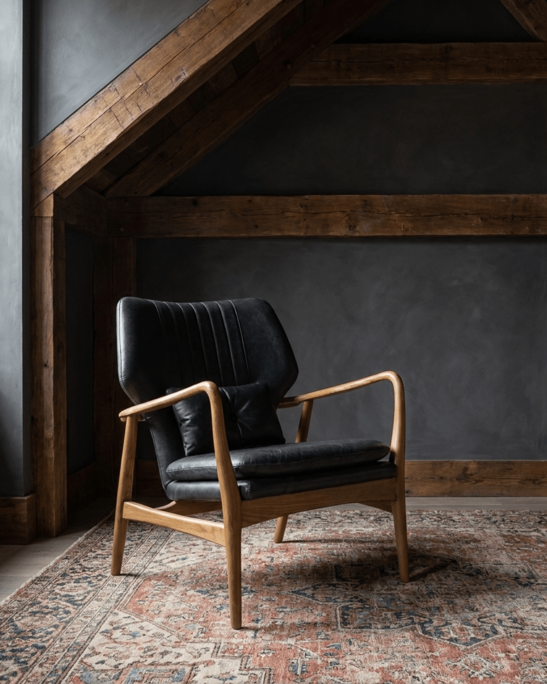 Gustav Black Leather Chair - Lounge Chairs - Hello Norden