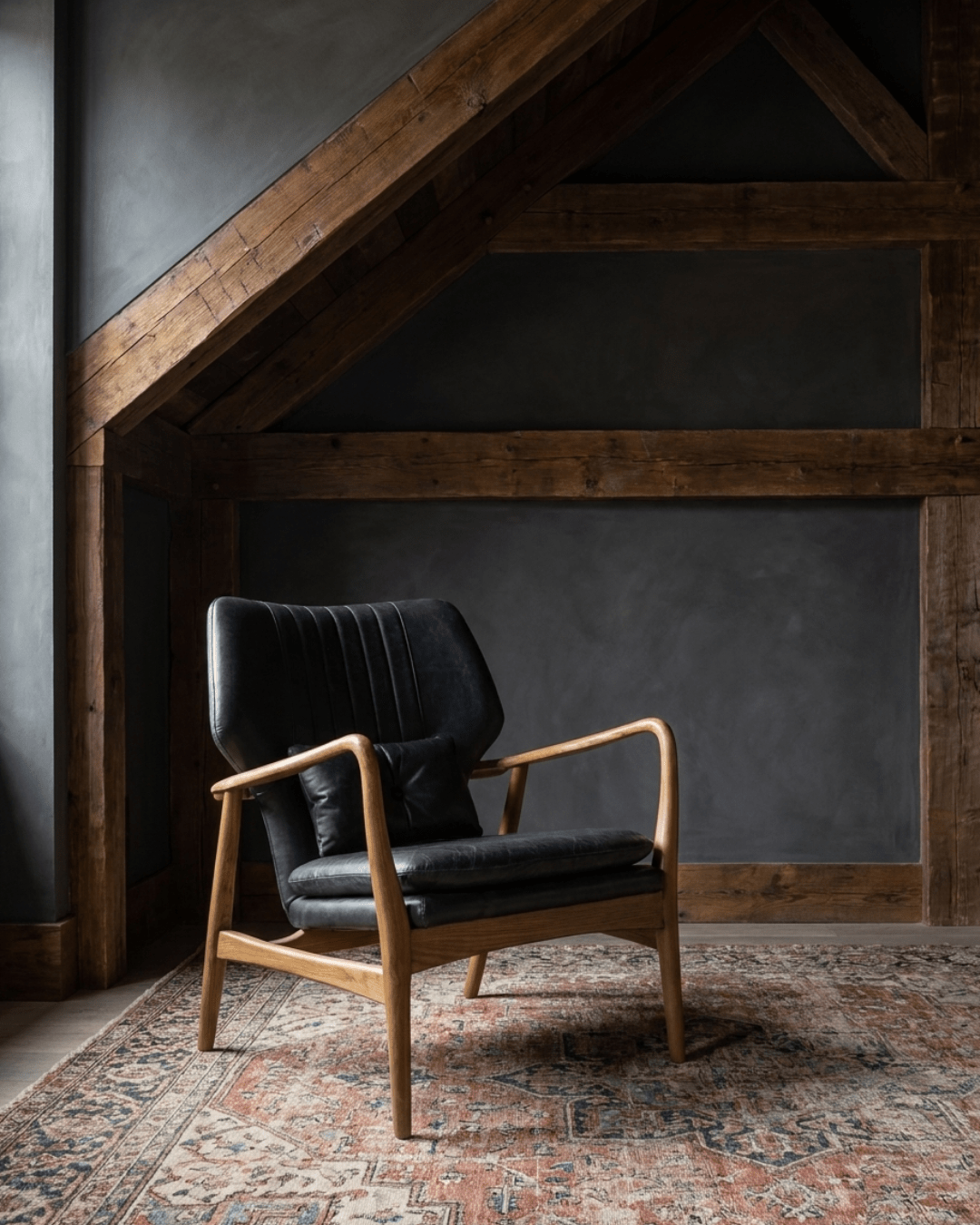 Gustav Black Leather Chair - Lounge Chairs - Hello Norden