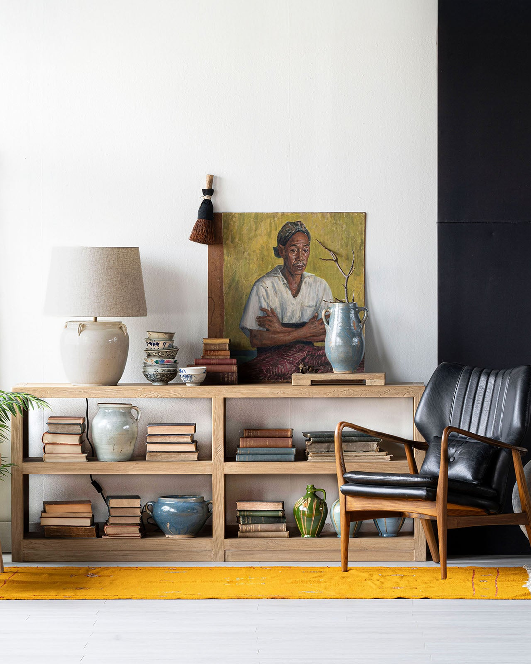living room furniture modern mountain console Hello Norden - Brynjar Shelf, styled in a modern rustic room