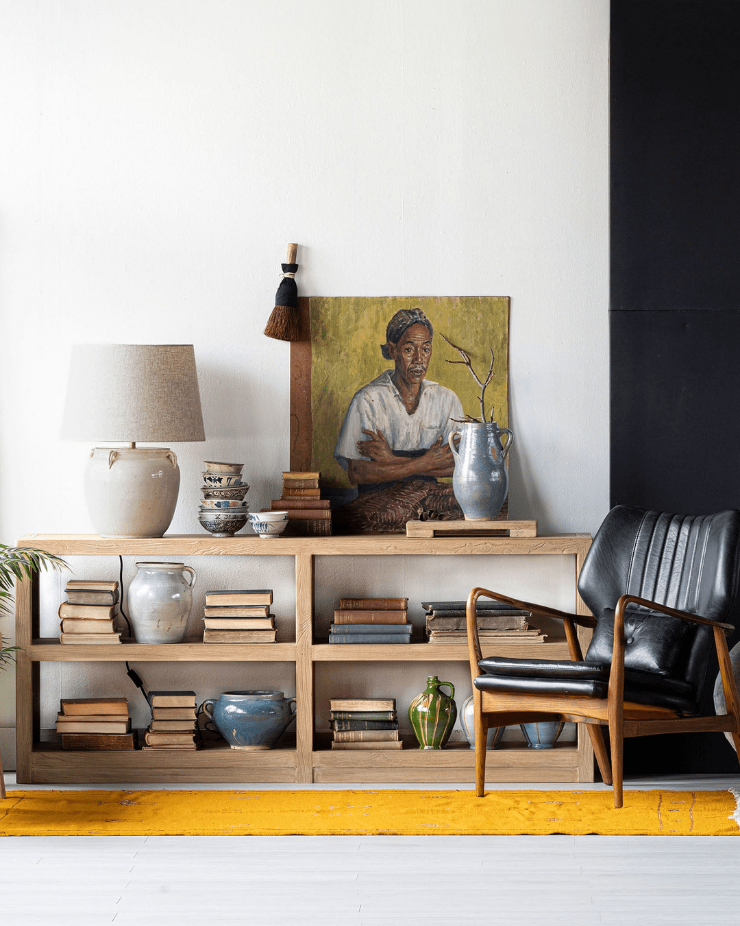 living room furniture modern mountain console Hello Norden - Brynjar Shelf, styled in a modern rustic room