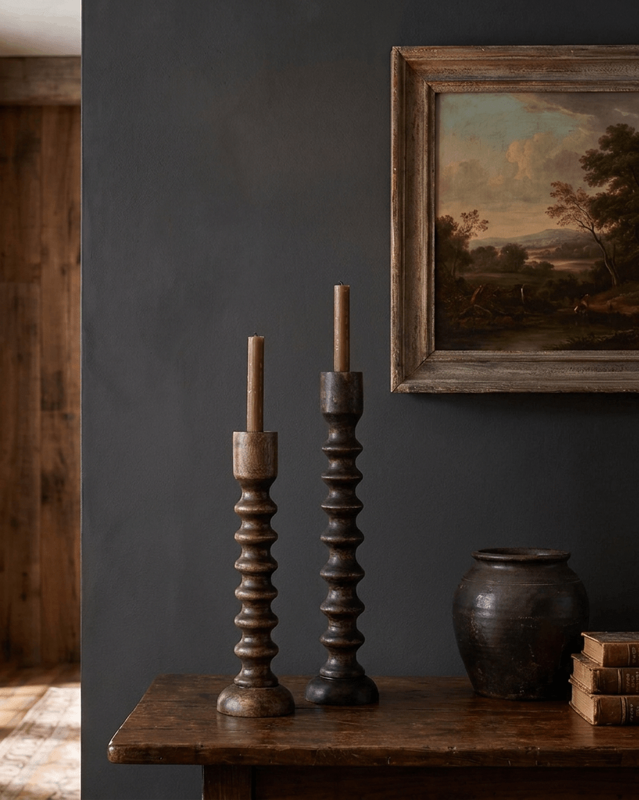Wooden Taper Candle Holder Walnut Finish - Candle Holders - Hello Norden