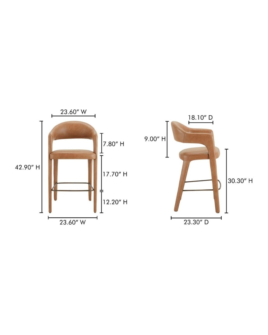 Casper Leather Bar Stool - Bar Stools - Hello Norden