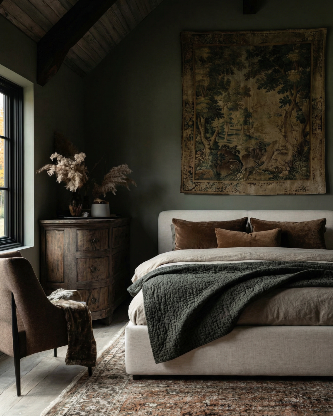 cream fleck linen upholstered bed frame king queen bed modern mountain farmhouse bedroom furniture