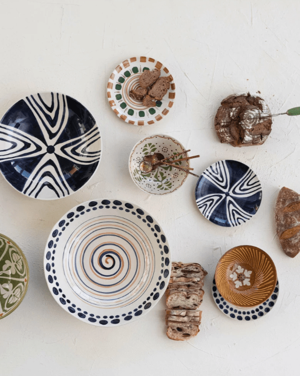 Dagny Brown Hand - Painted Serving Bowl - Bowls - Hello Norden