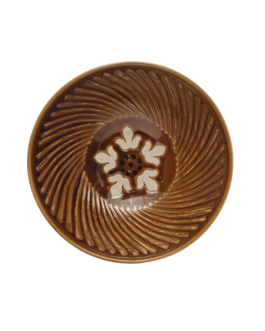 Dagny Brown Hand - Painted Serving Bowl - Bowls - Hello Norden