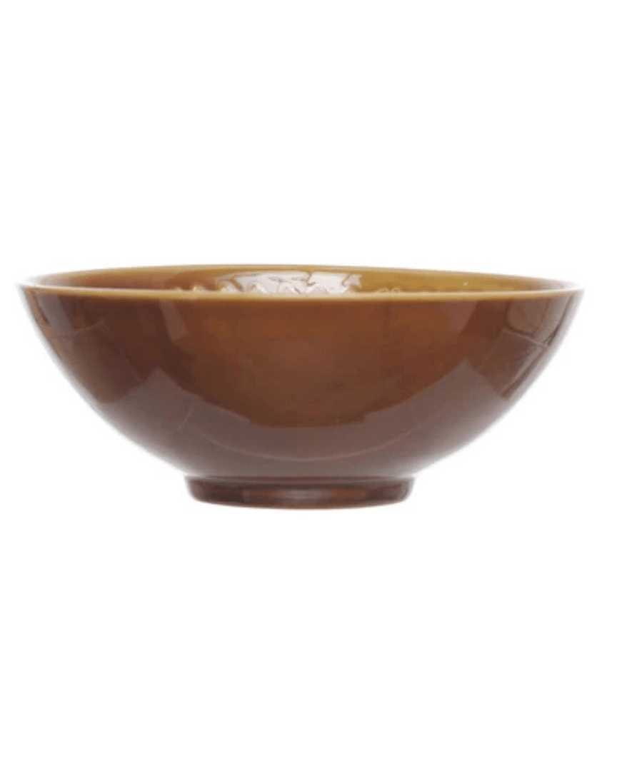 Dagny Brown Hand - Painted Serving Bowl - Bowls - Hello Norden