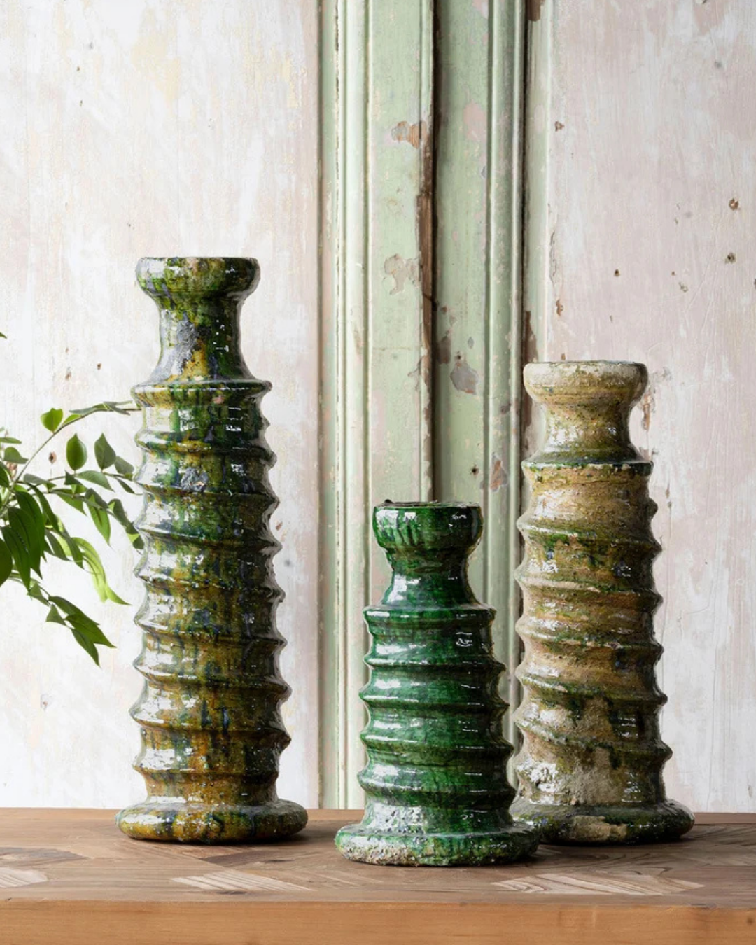 Tamegroute Green Ribbed Candle Stand - Candle Holders - Hello Norden