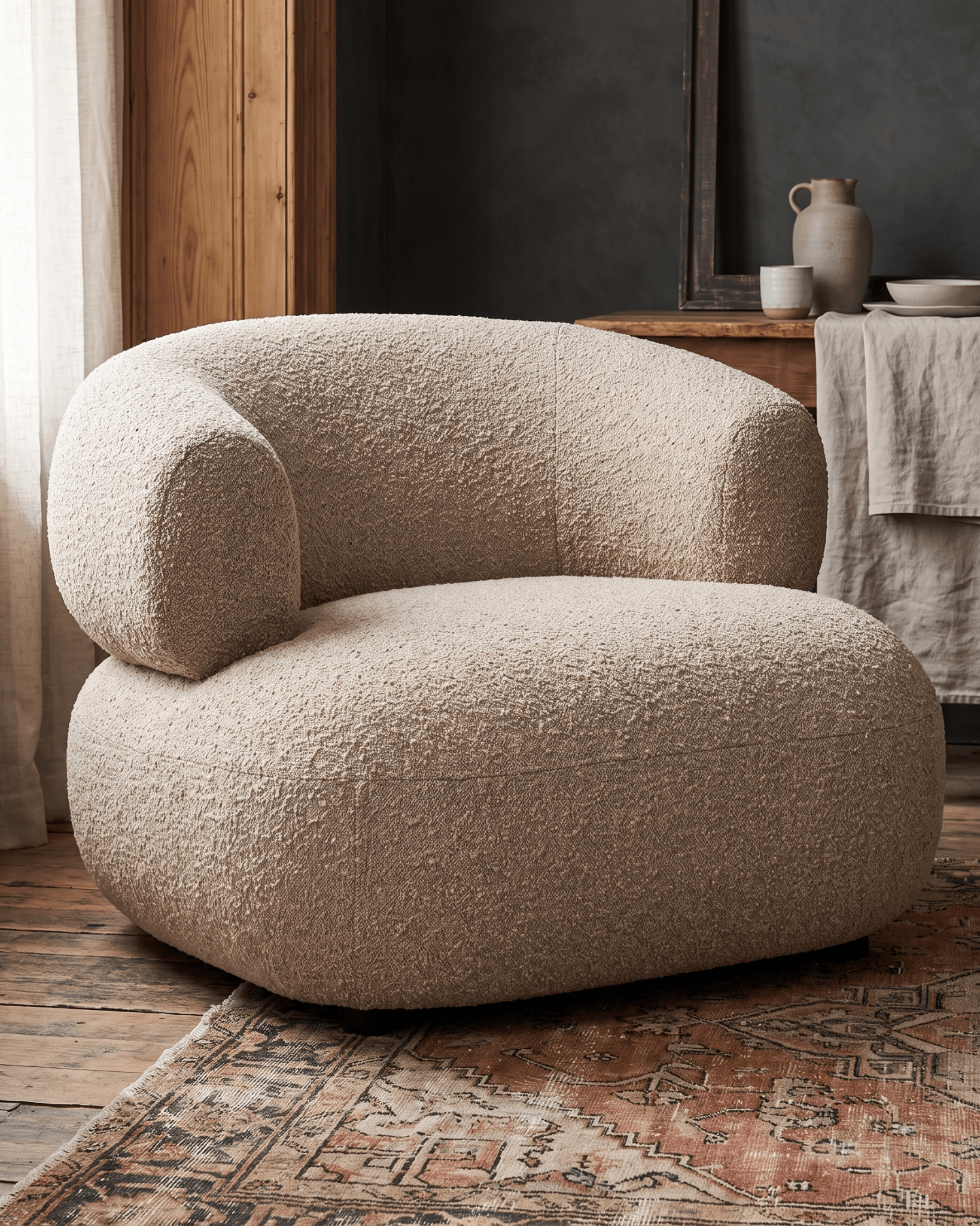 living room furniture modern mountain chair Hello Norden - Edvin Lounge Chair, styled in a modern rustic room