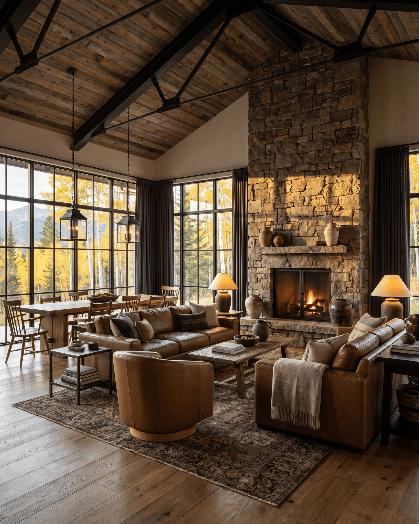 living room furniture modern mountain chair Hello Norden - Eeva Leather Swivel Chair, styled in a modern rustic room