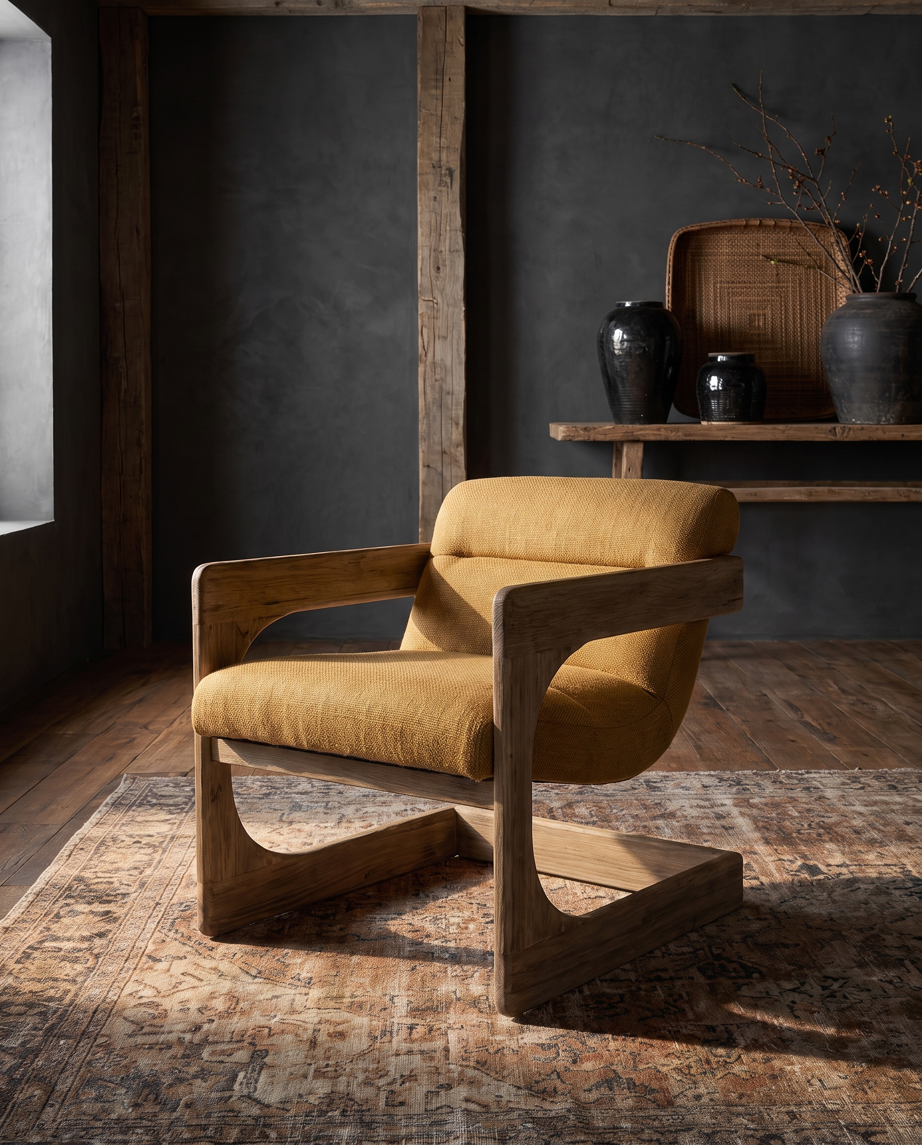 living room furniture modern mountain chair Hello Norden - Freja Accent Chair, styled in a modern rustic room