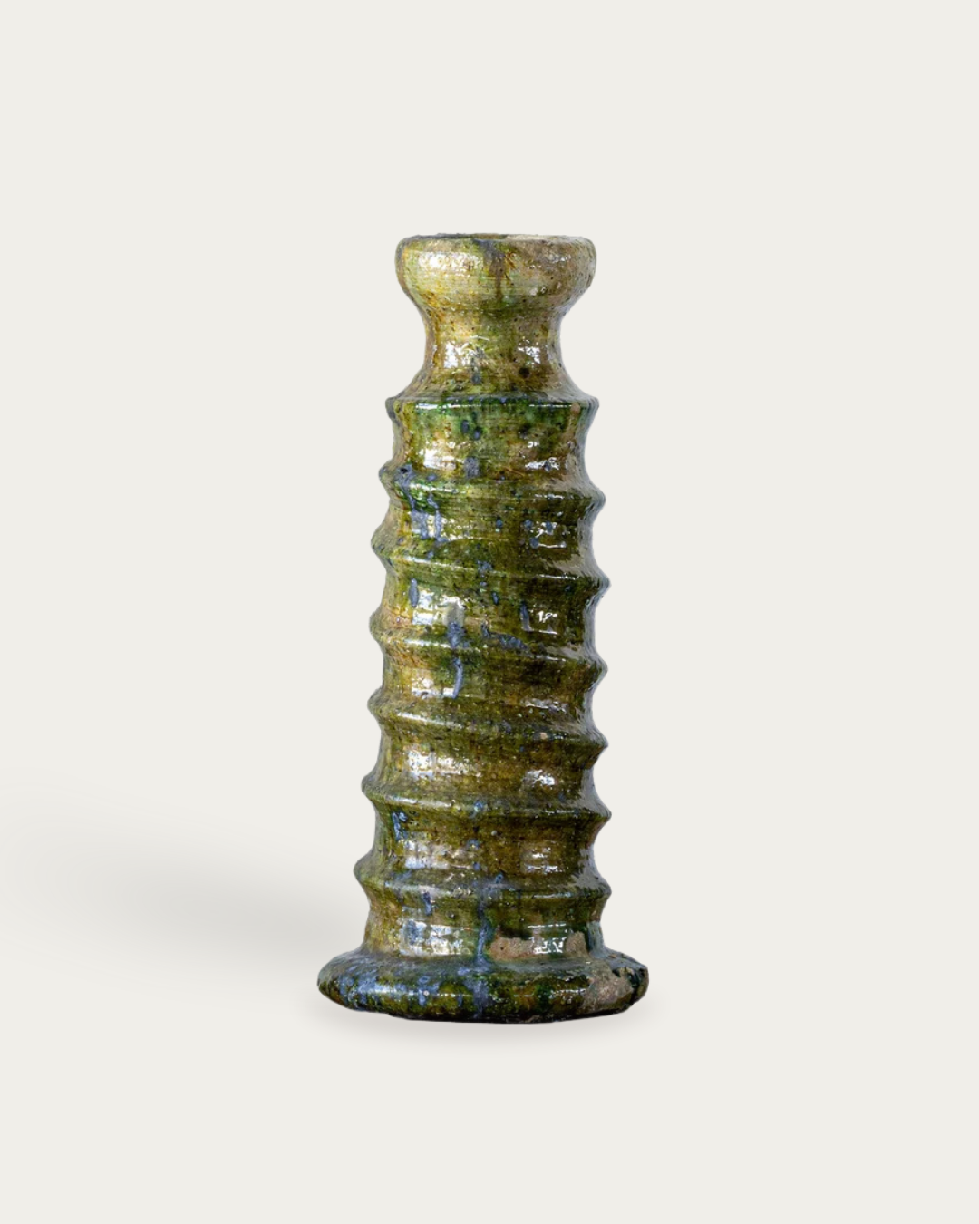 Tamegroute Green Ribbed Candle Stand - Candle Holders - Hello Norden