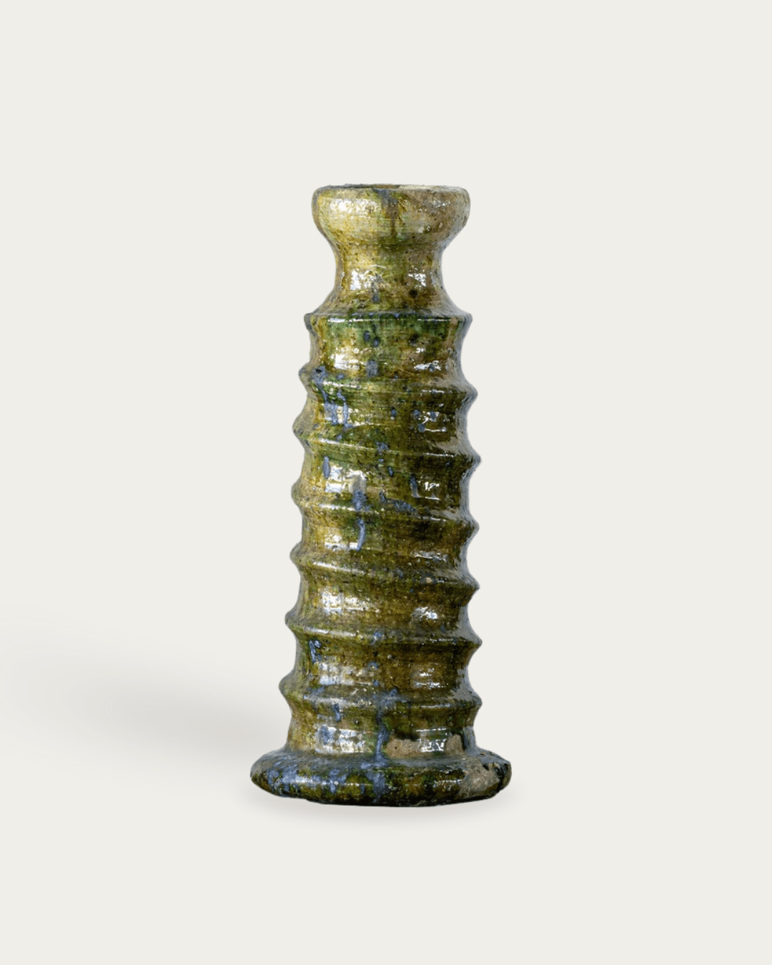 Tamegroute Green Ribbed Candle Stand - Candle Holders - Hello Norden
