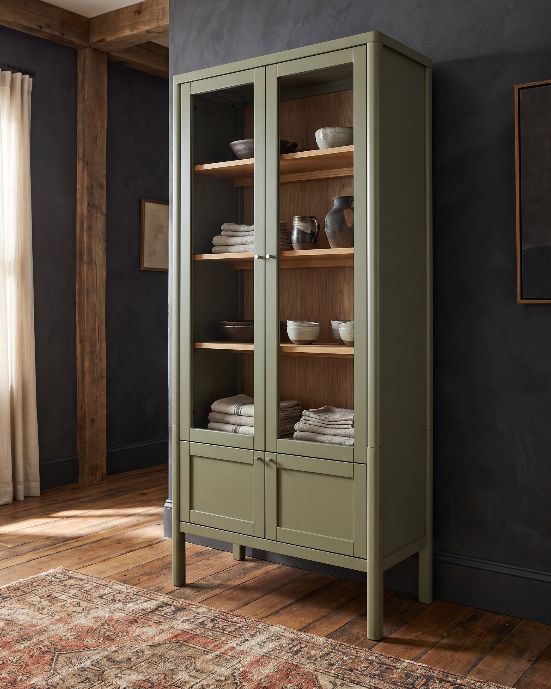 living room furniture modern mountain cabinet Hello Norden - Gunnhild Tall Cabinet, styled in a modern rustic room