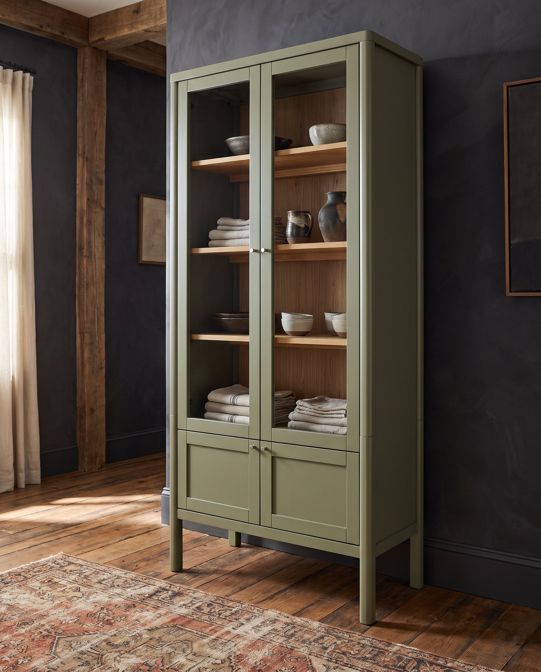 living room furniture modern mountain cabinet Hello Norden - Gunnhild Tall Cabinet, styled in a modern rustic room