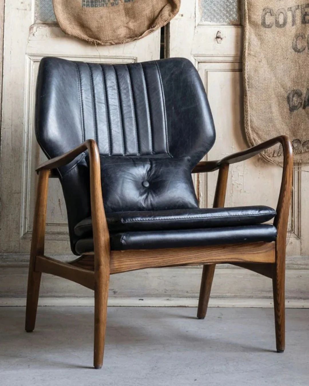 Gustav Black Leather Chair - Arm Chairs - Hello Norden