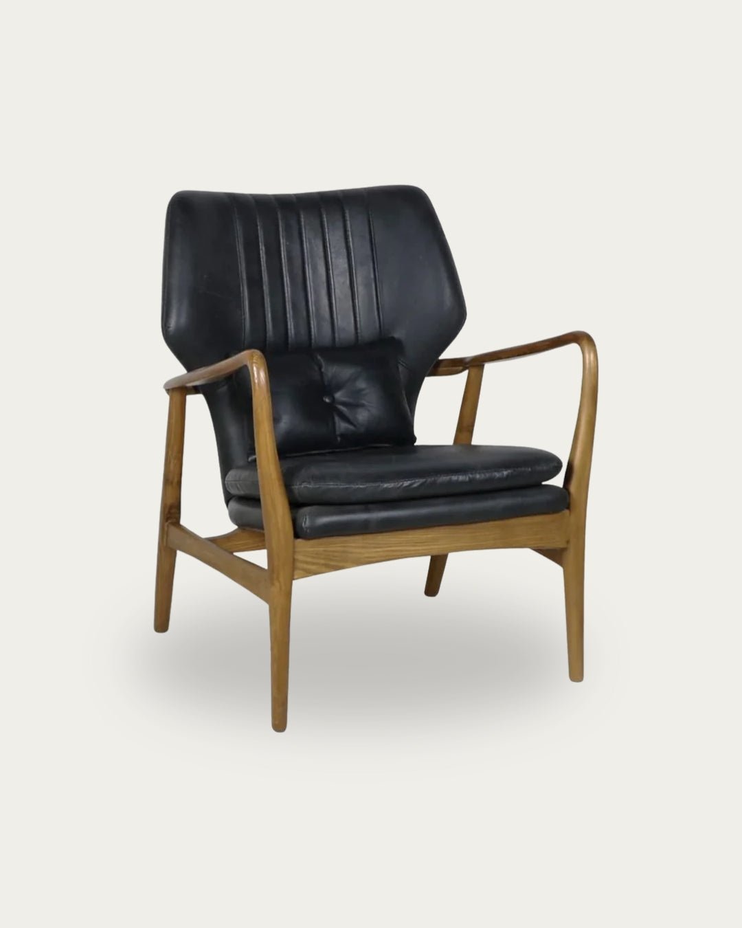 Gustav Black Leather Chair - Arm Chairs - Hello Norden