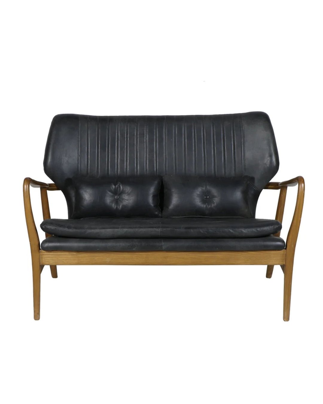 Gustav Black Leather Loveseat - Loveseat - Hello Norden