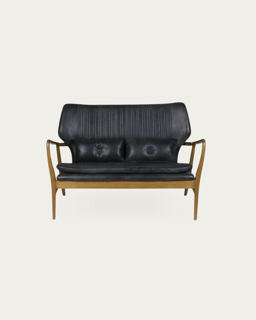 Gustav Black Leather Loveseat - Loveseat - Hello Norden