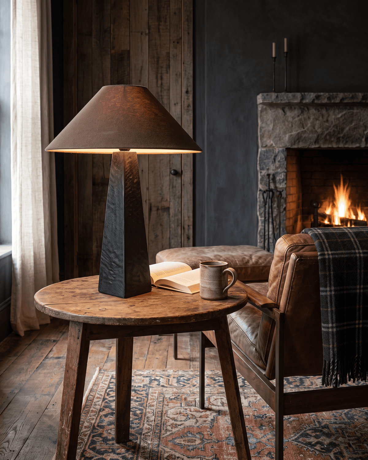 living room furniture modern mountain table lamp Hello Norden - Halfdan Table Lamp, styled in a modern rustic room