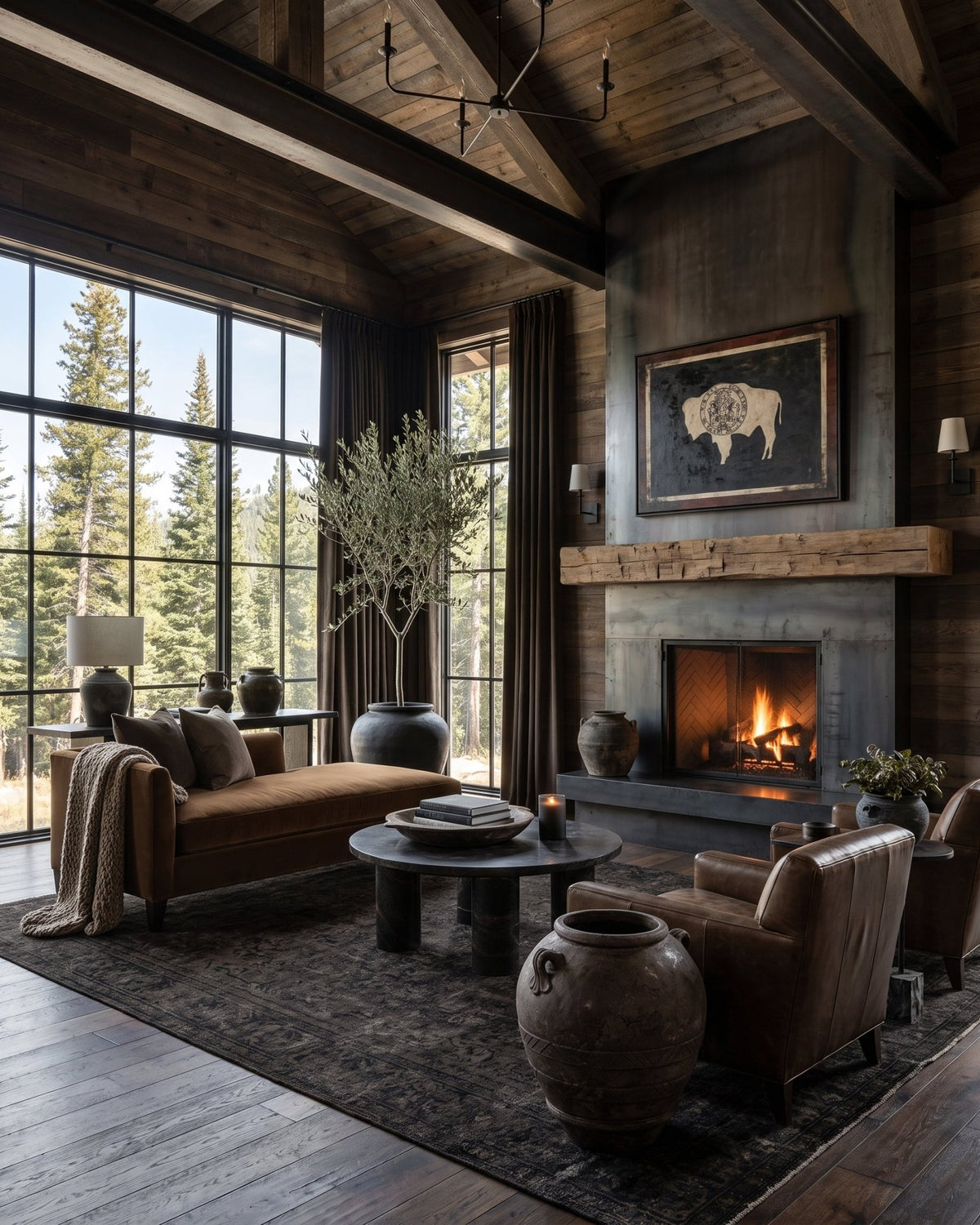 modern mountain Halvar Coffee Table Hello Norden, shown in a rustic modern room