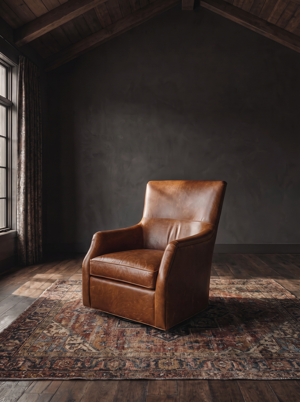 Helge Swivel Chair leather swivel chair front view - Hello Norden custom made-to-order furniture
