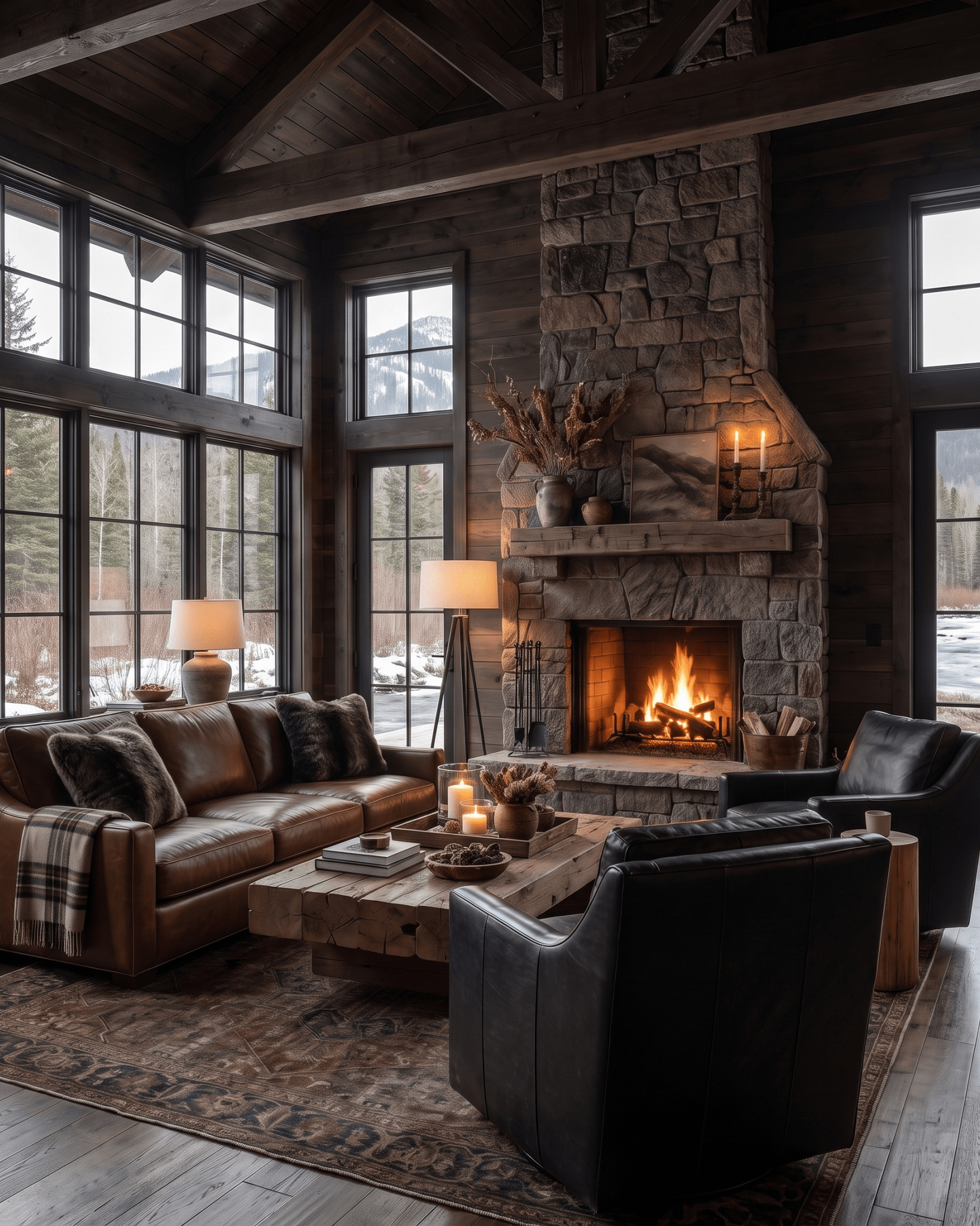 Ebon Coffee Table room scene — Cinderpeak Modern Rustic Living Room | Hello Norden