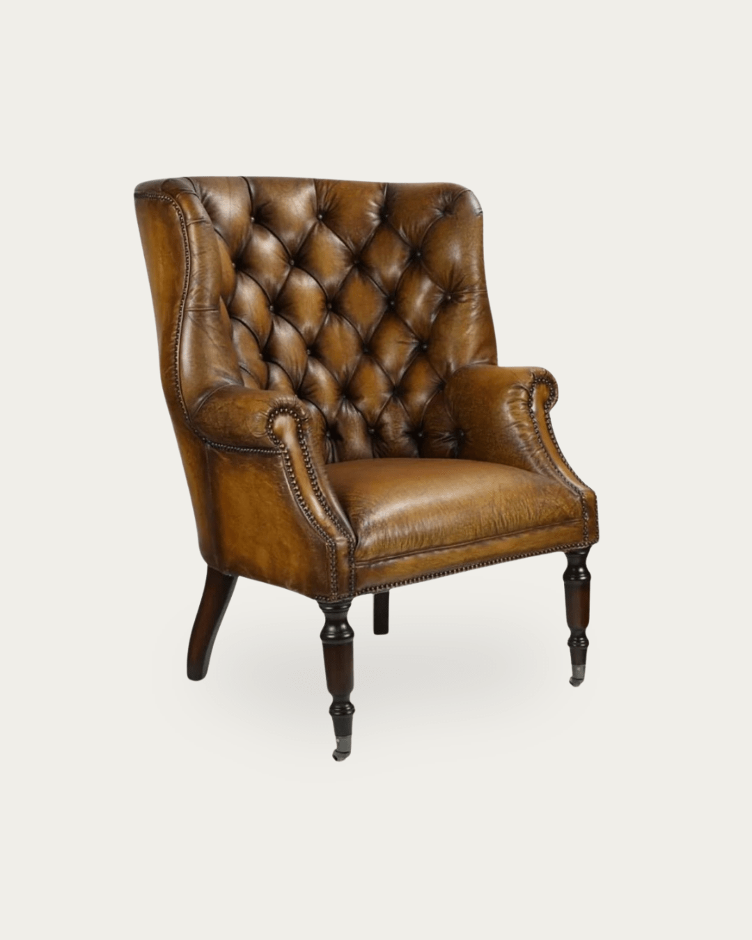 Hilda Brown Leather Tufted Chair - Arm Chairs - Hello Norden