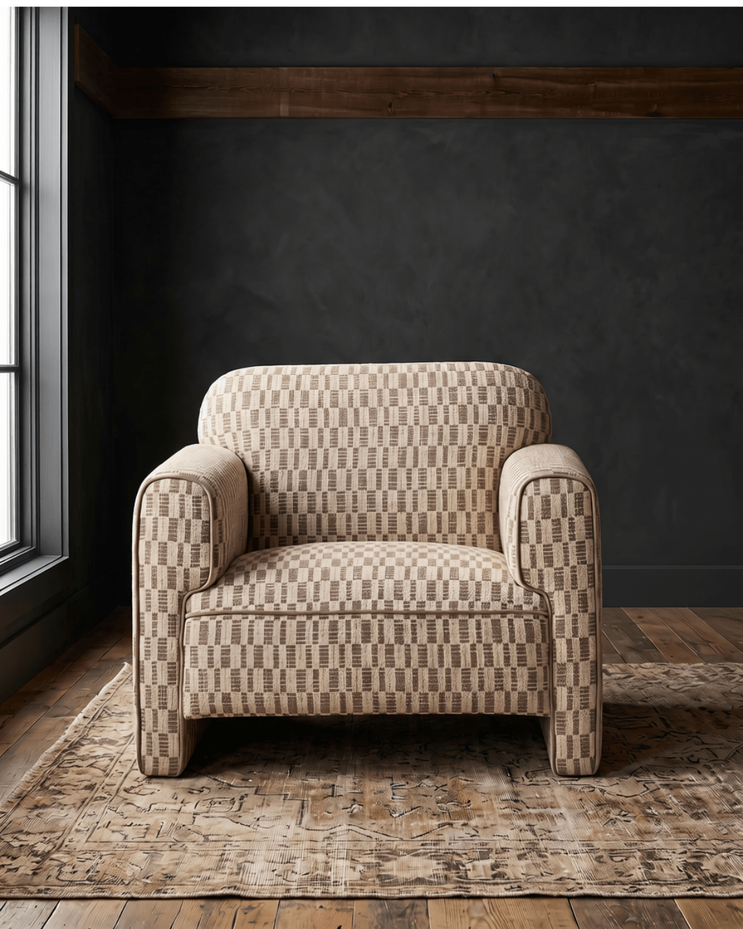 living room furniture modern mountain chair Hello Norden - Holt Accent Chair, styled in a modern rustic room