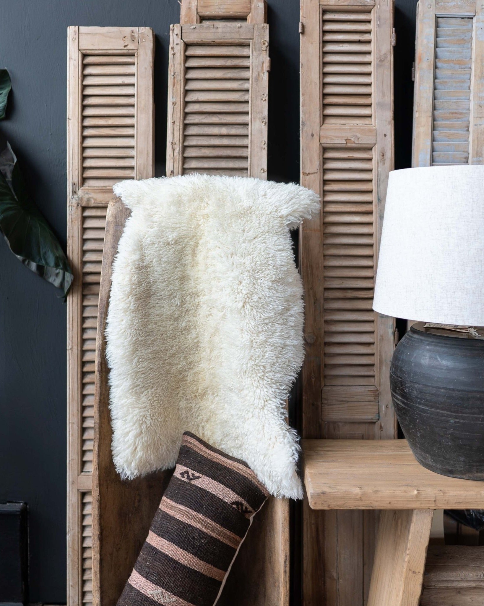 Icelandic Sheepskin Throw Rug - Uncombed Beige - Rugs - Hello Norden