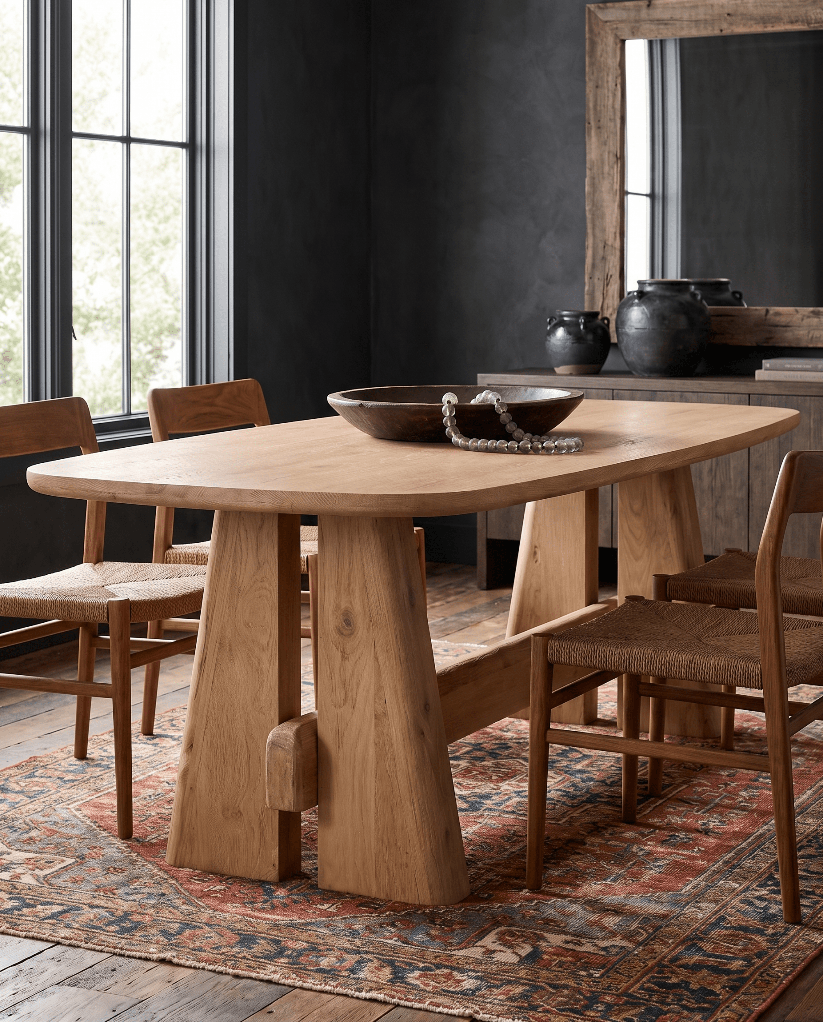 dining room furniture modern mountain dining table Hello Norden - Jostin Dining Table, styled in a modern rustic room