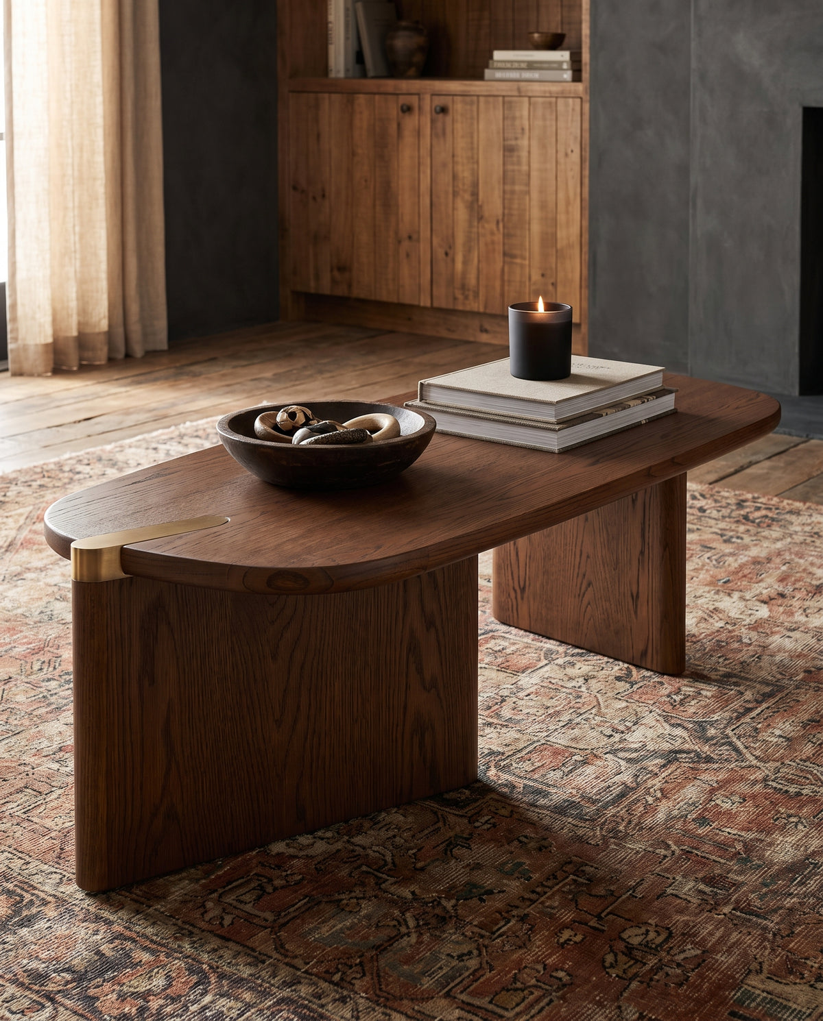 living room furniture modern mountain sungkai wood coffee table Hello Norden - Karl Coffee Table, styled in a modern rustic room