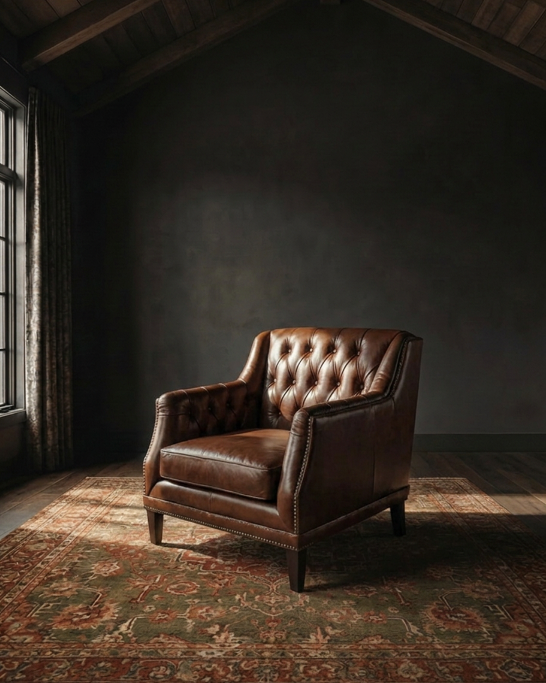 Alma Leather Chesterfield Chair - Lounge Chairs - Hello Norden