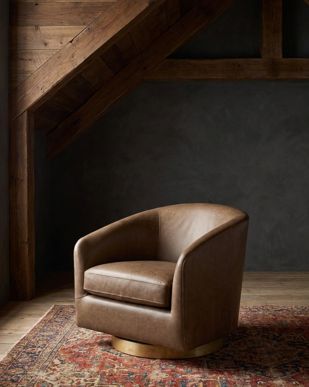 Eeva Leather Swivel Chair - Lounge Chairs - Hello Norden