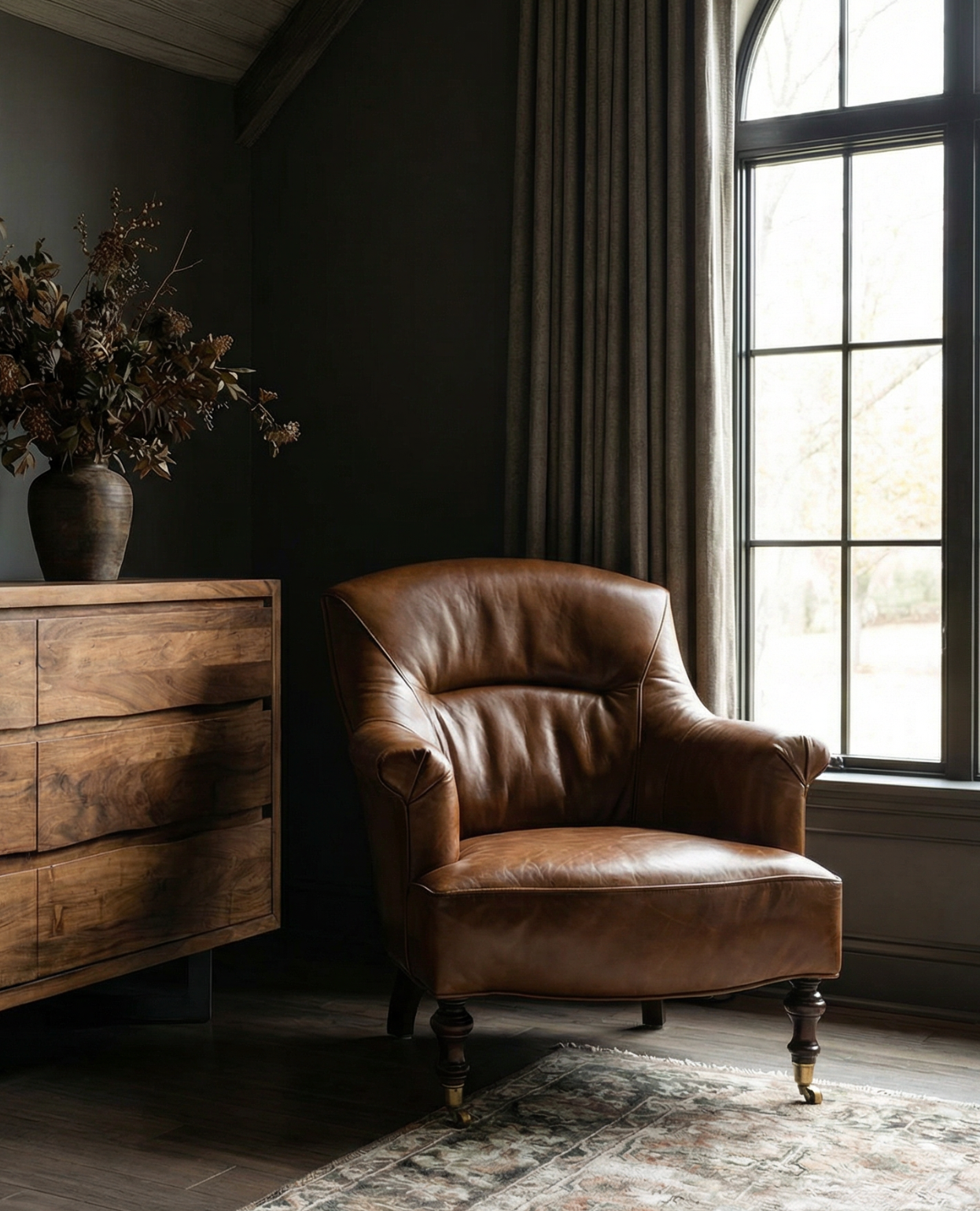 leather lounge chair swivel castors custom made luxury modern mountain farmhouse bedroom Hello Norden 2