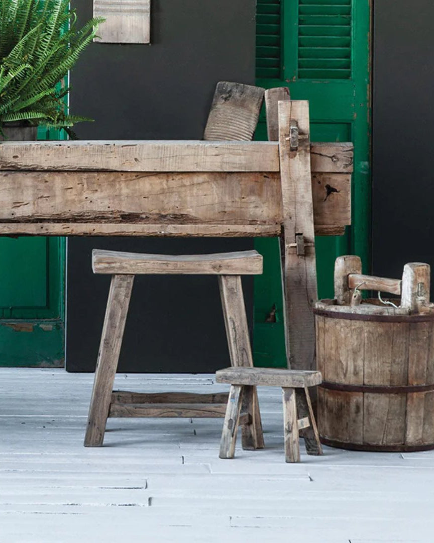 Karmina Reclaimed Wood Stool - Stools & Benches - Hello Norden